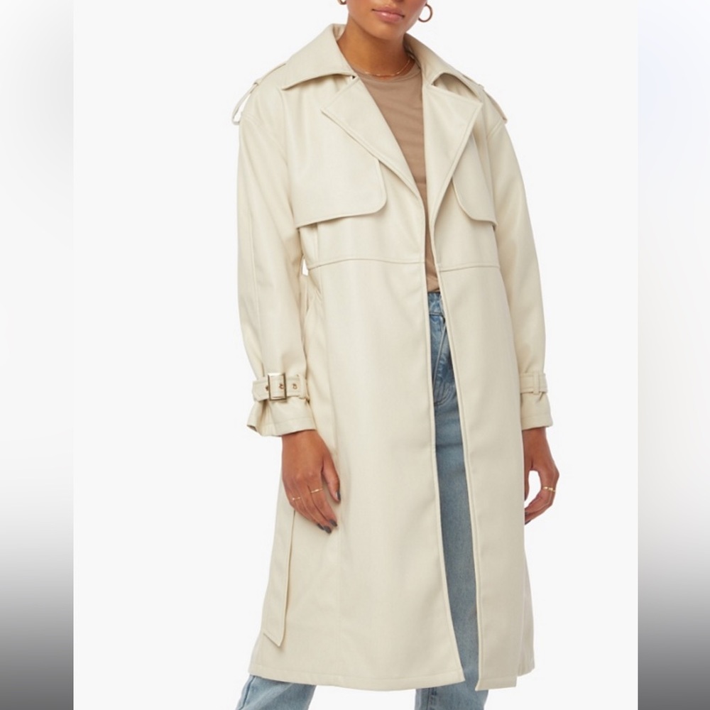 Faux Leather Trench Coat